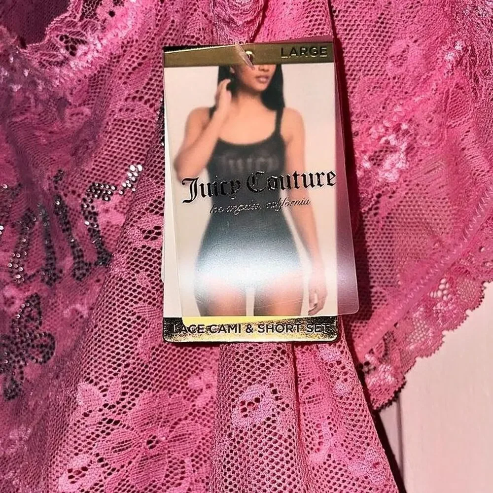 NWT Juicy-couture Pink Butterfly Lace Cami & Short Set